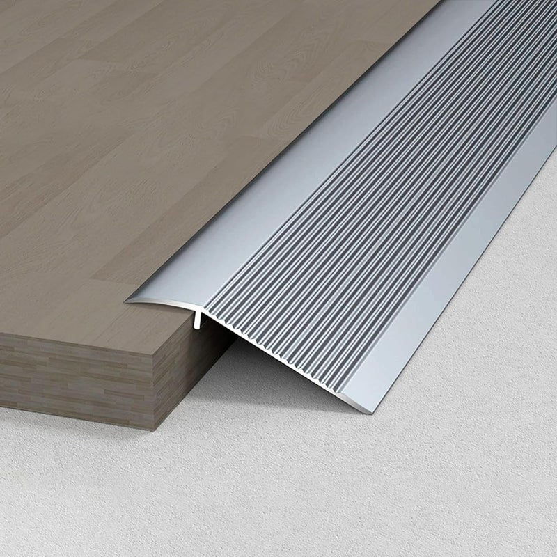 KTINITK 36” Aluminum Floor Transition Threshold Strip, Bridge The Height Gap Between 0.7 to 1.6 inches for Doorway Ramp Tiles Laminate Planks (Gray, 35.4“x4”) - Image 1
